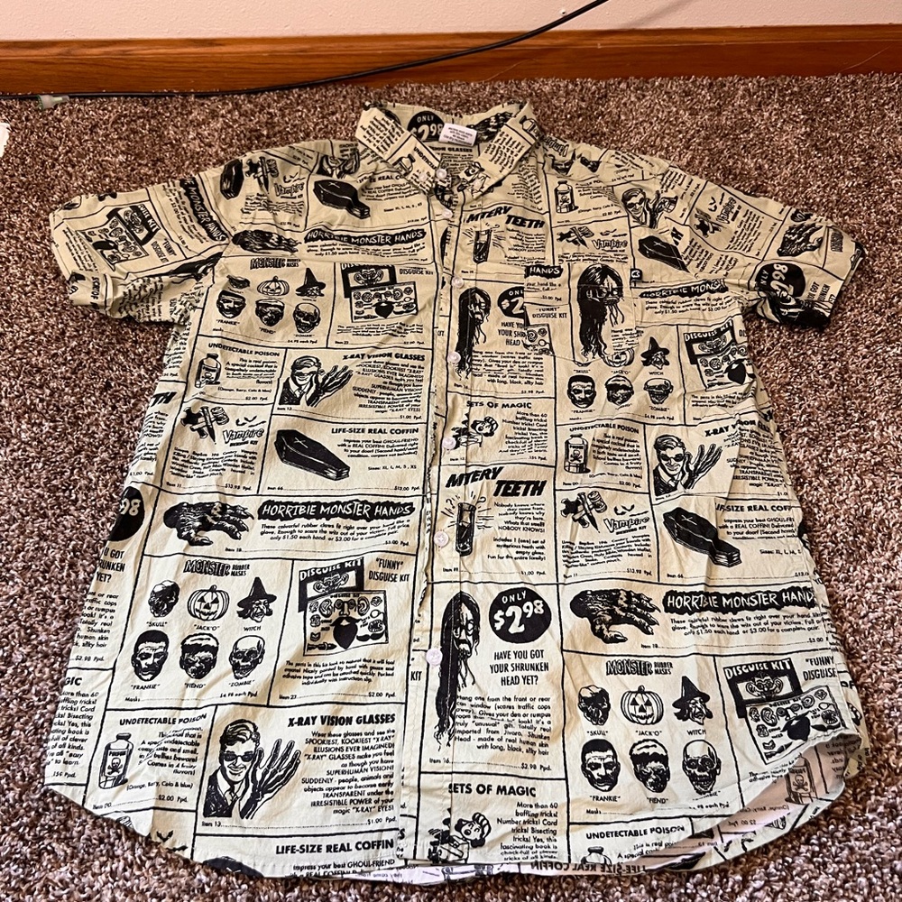CreepyCo. LARGE Graphic Print Men's Shirt Polo